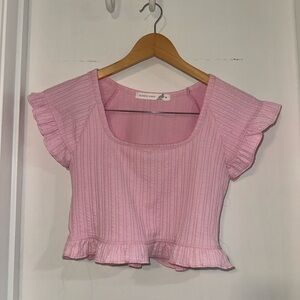Altar'd State Light Pink Ruffle Crop Top